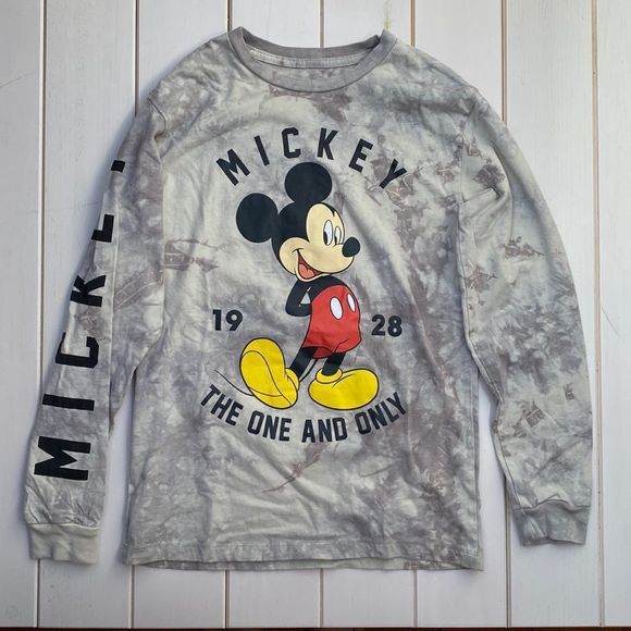 100% Cotton Mickey Mouse Graphic Tie-died Crew Neck Shirt - Picture 2 of 6